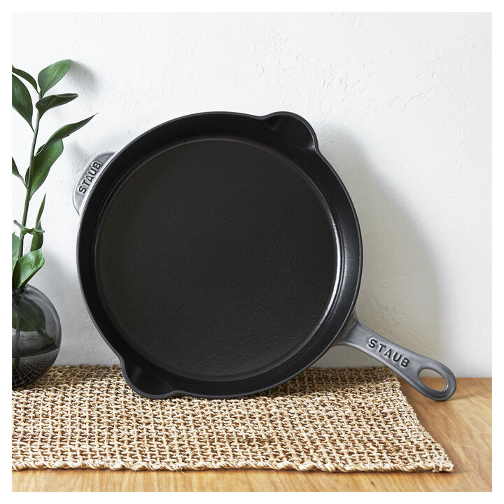 Pans, 28 cm / 11 inch cast iron Traditional Deep Frypan, graphite-grey, large 2