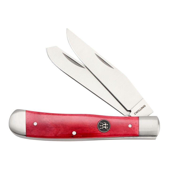 Outdoor, 3.5-inch, Trapper Folding Pocket Knife, Red Smooth Bone, large 1