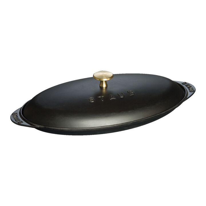 Specialities, 700 ml cast iron oval Oven dish with lid, black - Visual Imperfections, large 1