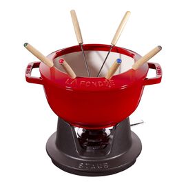 Fonduesæt 20 cm, Kirsebærrød