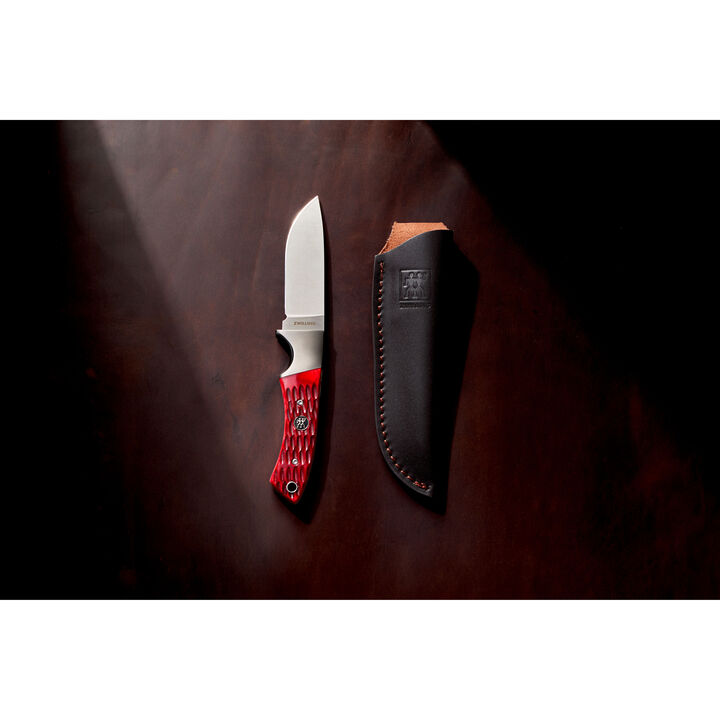 Outdoor, 3.5-inch, Hunting Knife With Leather Sheath, Red Jigged Bone, large 4