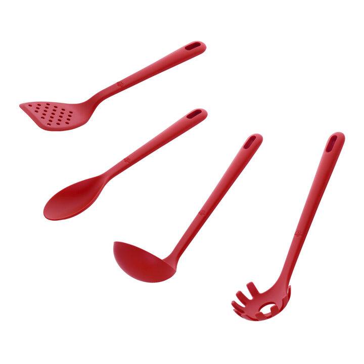 Rosso, Pfannenwender, Suppenkelle, Teigschaber & Pastalöffel Set, 4-tlg., Rot, Silikon, large 1