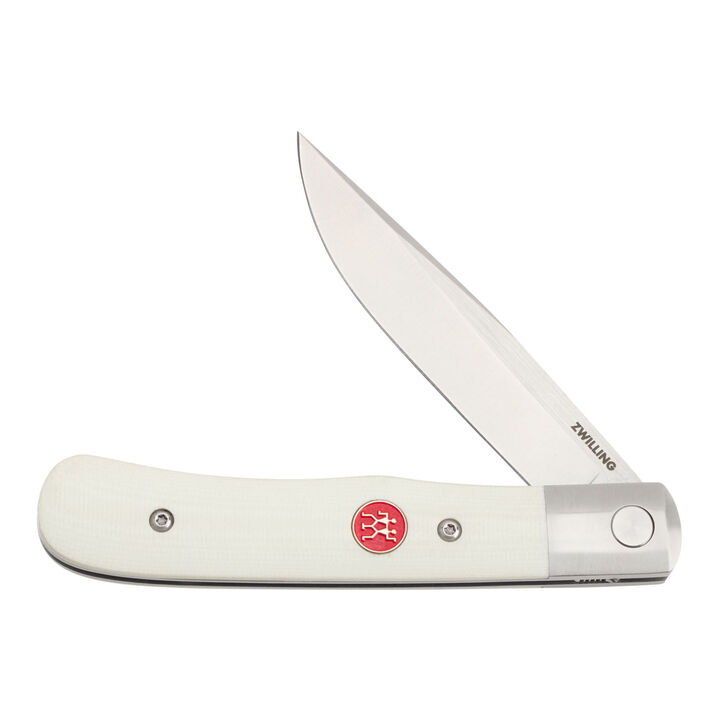 Outdoor, 3-inch, Flipper Folding Pocket Knife, White G10, large 1