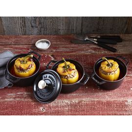 Cocotte 14 cm, Rond(e), Noir mat, Fonte