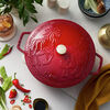 La Cocotte, 4.8 l cast iron round Year of the Horse French Oven, cherry, small 2