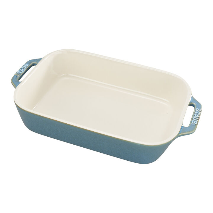 Ceramique, Ovenschaal 27 cm, Rechthoekig, Antiek turquoise, large 2