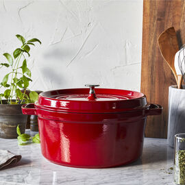 Cocotte 24 cm, redondo, Cereza, Hierro fundido