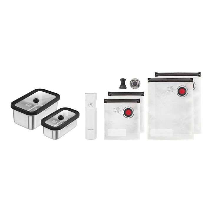 Fresh & Save STAINLESS, Vakuum Starter Set, Edelstahl / S/M, 9-tlg, Silber-Weiß, large 1