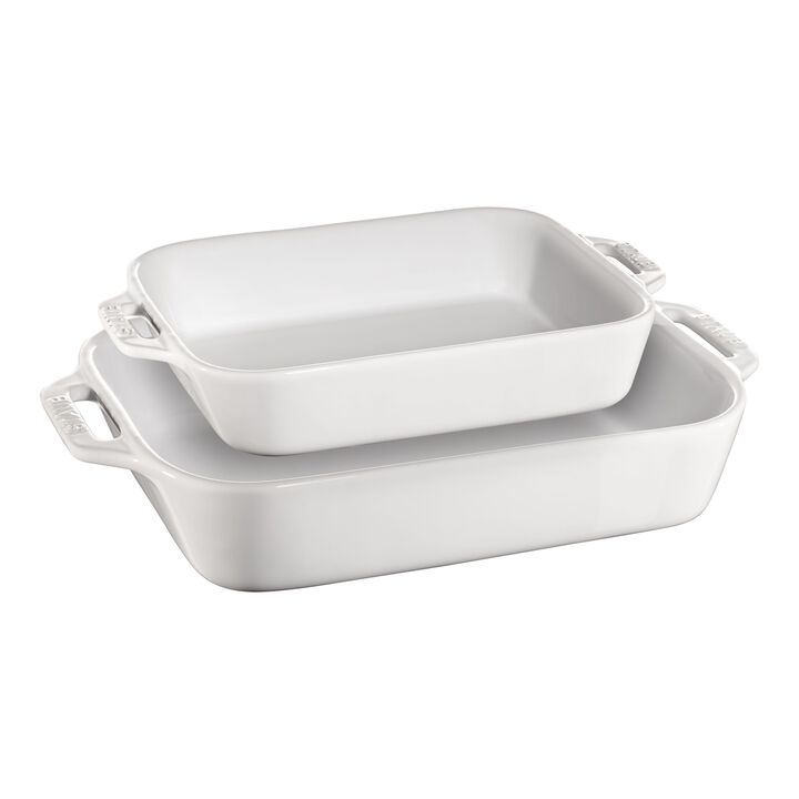 Ceramique, Rectangular Baking Dish Set White 2 Piece, large 1