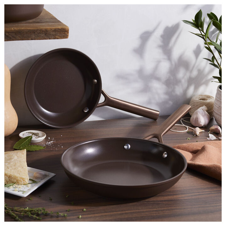 Milano, 2-pc, Frying Pan Set Ceramic Nonstick Titanium, Brown, large 2