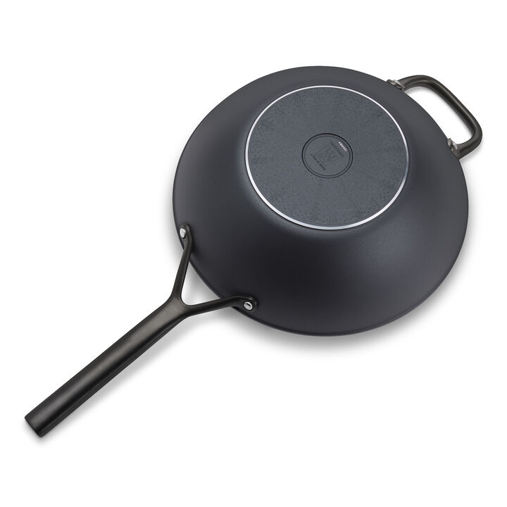 Milano, 12-inch, Wok With Glass Lid Ceramic Nonstick Titanium, Matte Black, large 4
