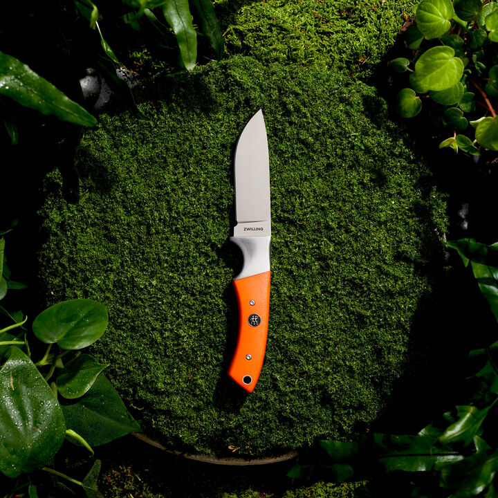 Outdoor, 3.5-inch, Hunting Knife With Leather Sheath, Orange G10, large 2