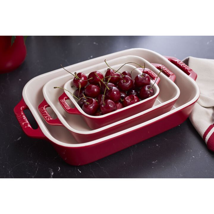 Ceramique, Set di pirofile con guanti da forno, 5-pz. / S/M/L, ciliegia, Ceramica / Cotone, large 4