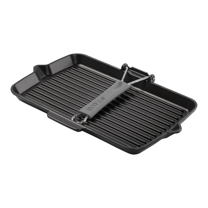 Grill Pans, Bistecchiera con becchi rettangolare - 34 x 21 cm, nero, large 2