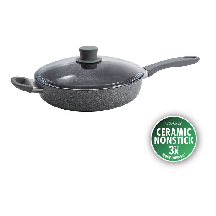 Parma Plus Ceramic, 3.9 qt, Aluminum, Ceramic Nonstick Sauté Pan With Lid And Helper Handle Ceramic Coating, large 1