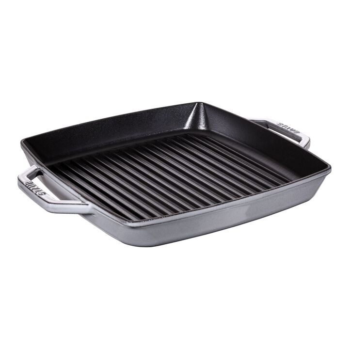 Grill Pans, Bistecchiera quadrata - 33 cm, Colore grigio grafite, large 1