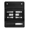 PREMIUM, 4-pc, Leather Manicure Pedicure Set With Compact Nail Clippers, Matte Black, small 1