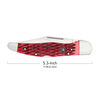 Outdoor, 4-inch, Folding Pocket Knife With Leather Sheath, Red Jigged Bone, small 5