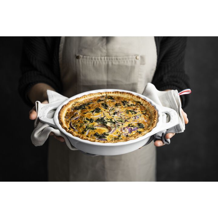 Ceramique, 24 cm, Plat à tarte, Blanc, large 4