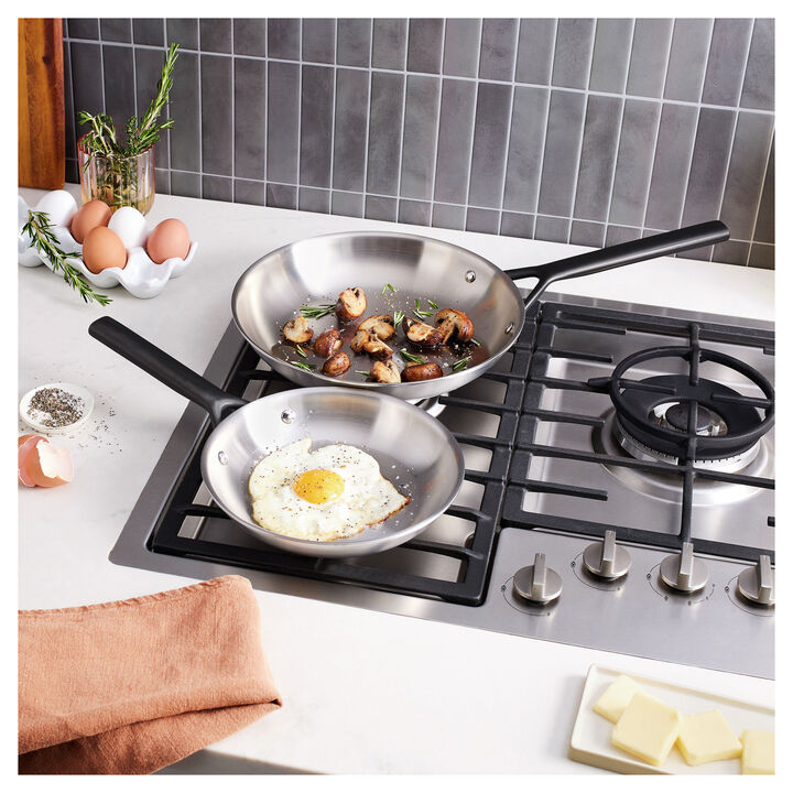 MIlano Stainless Steel, 2-pc, Stainless Steel Fry Pan Set, Gun Metal, large 2