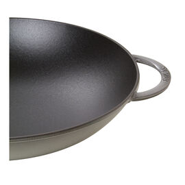 Wok com tampa de vidro 37 cm, Ferro fundido, Cinza grafite