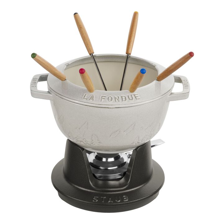 La fondue, Service à fondue montagne 20 cm, Truffe blanche, large 1
