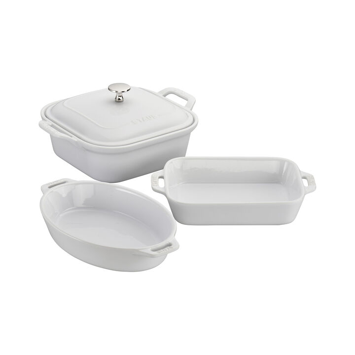 Ceramique, Mixed Baking Dish Set White 4 Piece, large 1