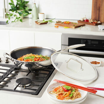 Wok Tava Kapaklı | 18/10 Paslanmaz &Ccedil;elik | Metalik Gri | 30 cm,,large 8