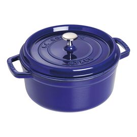 Cocotte 22 cm, redondo, Azul escuro, Ferro fundido