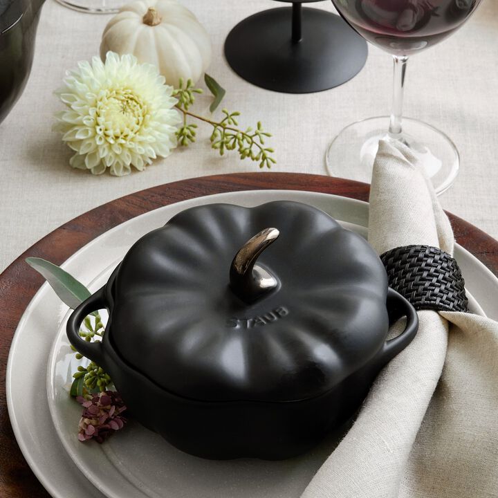 Ceramique, Cocotte 15 cm, Kürbis, Schwarz, Keramik, large 2
