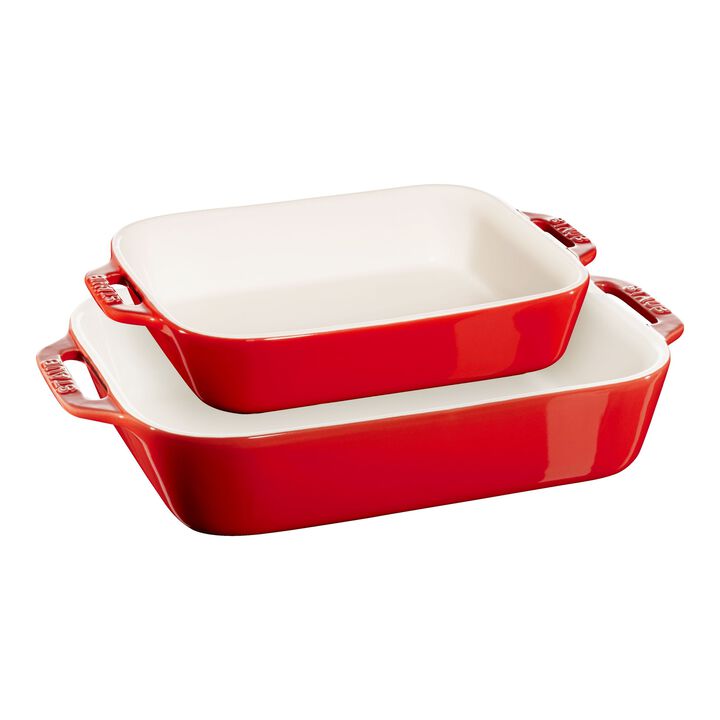 Ceramique, Rectangular Baking Dish Set Cherry 2 Piece, large 1