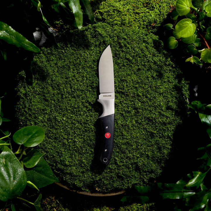 Outdoor, 3.5-inch, Hunting Knife With Leather Sheath, Matte Black Micarta, large 2