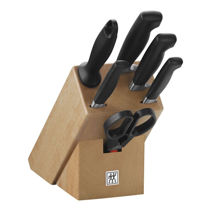 VIER STERNE, 7-tlg, Messerblockset, Natur, large 1
