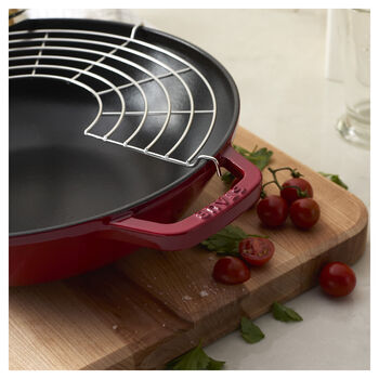 Wok Tava Cam Kapaklı | d&ouml;k&uuml;m demir | Kiraz | 30 cm,,large 7