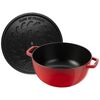 La Cocotte, 4.8 l cast iron round Essential French Oven with Snake Lid, cherry, small 3