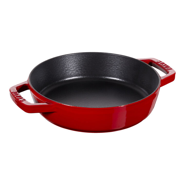 Pans, 20 cm / 8 inch cast iron Frying pan with 2 handles, cherry, large 1