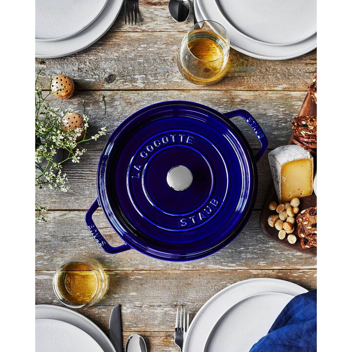 La Cocotte, Cocotte 22 cm, rund, Dunkelblau, Gusseisen, large 2