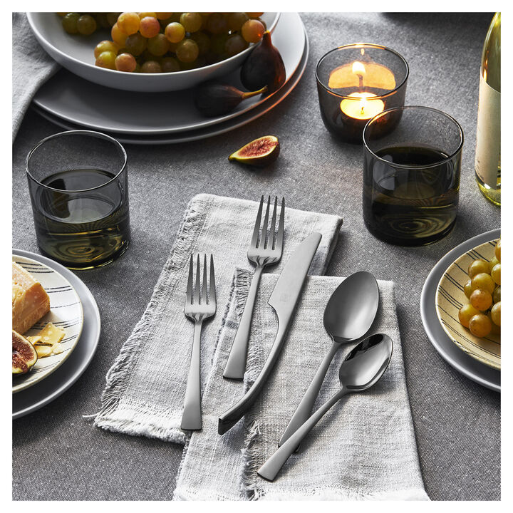 Bellasera (slate), 20-pc Slate Flatware Set, 18/10 Stainless Steel, Anthracite, large 2