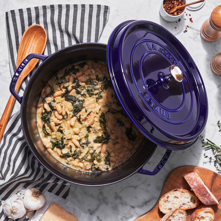 La Cocotte, Cocotte 28 cm / 6,75 l, Rund, Mørk-Blå, Støbejern, large 3