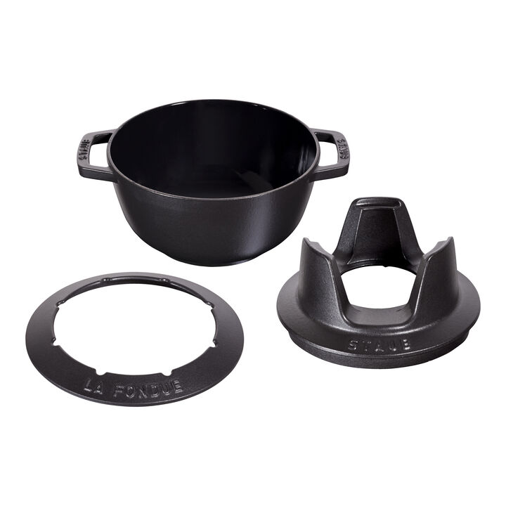 La fondue, Service à fondue 20 cm, Noir mat, large 3