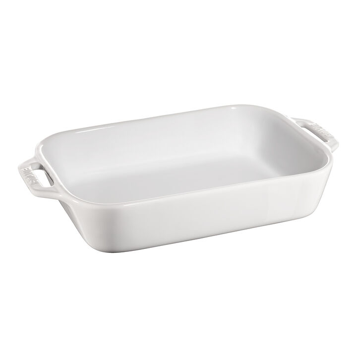 Ceramique, Rectangular Baking Dish Set White 2 Piece, large 3