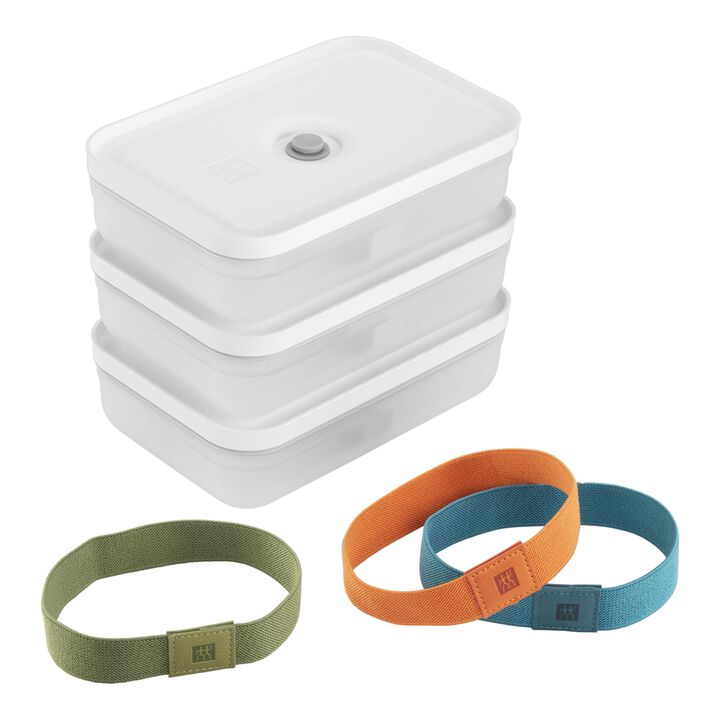 Fresh & Save, Vakuum Lunchbox Set, L flach / 6-tlg, Kunststoff, Semitransparent-Grau, large 1