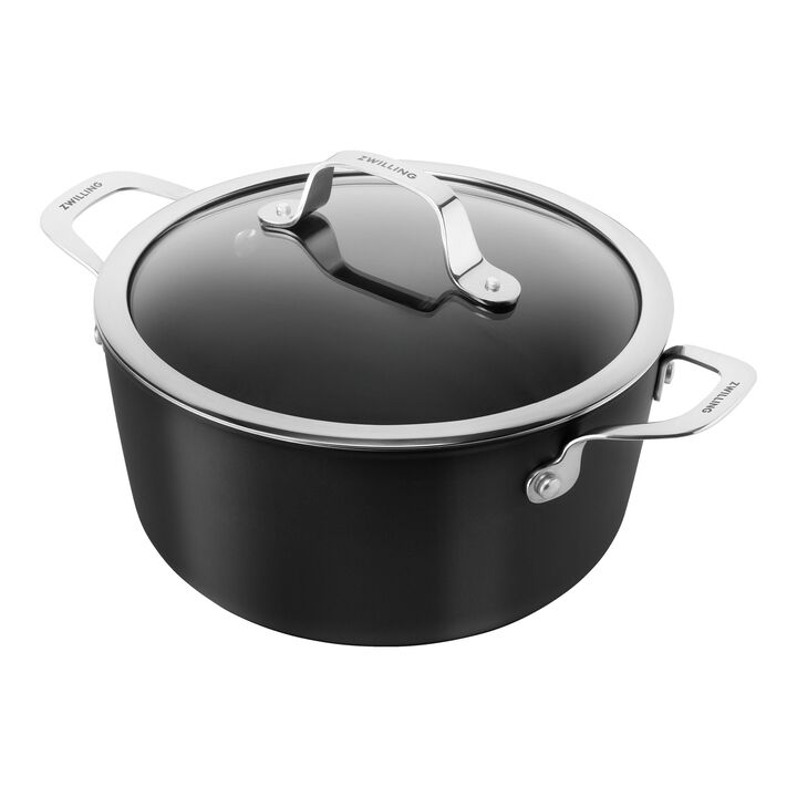 Elaro, 24 cm Aluminium Stock pot with glass lid black, large 1