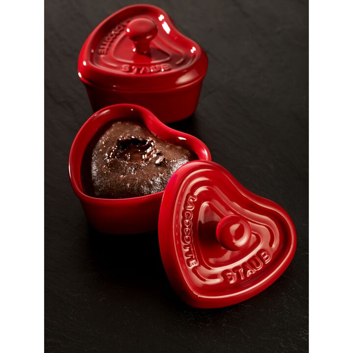 Ceramique, 10 cm heart ceramic Mini Cocotte cherry, large 3