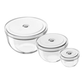 Vacuum bowl set S/M/L / 3-pc, glass, Transparent-White