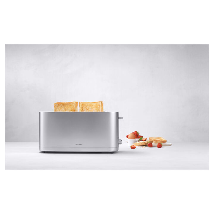 Enfinigy, 2 long slots Toaster with bun warmer silver, large 3