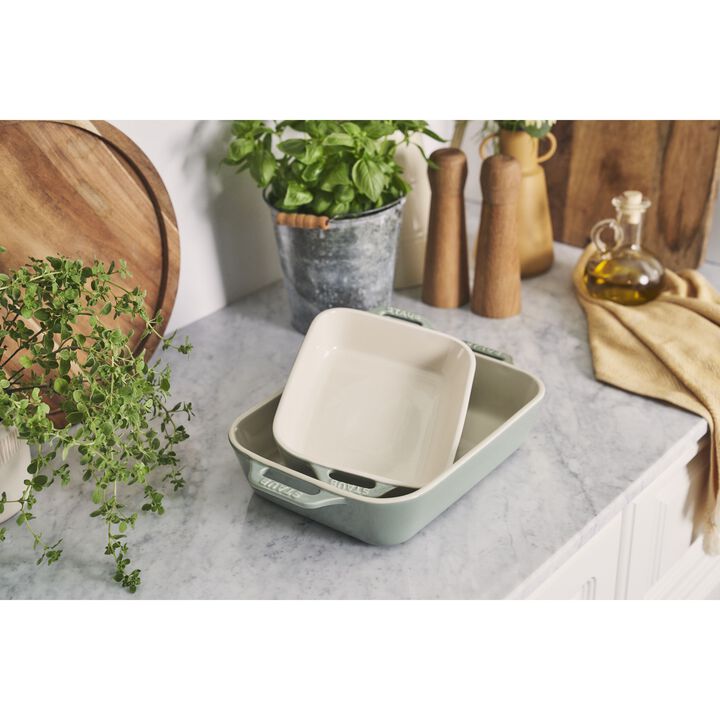 Ceramique, Rectangular Baking Dish Set Eucalyptus 2 Piece, large 3