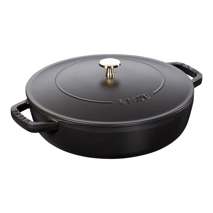 Braisers, Bräter mit Chistera Drop-Structure 24 cm, rund, Schwarz, Gusseisen, large 1