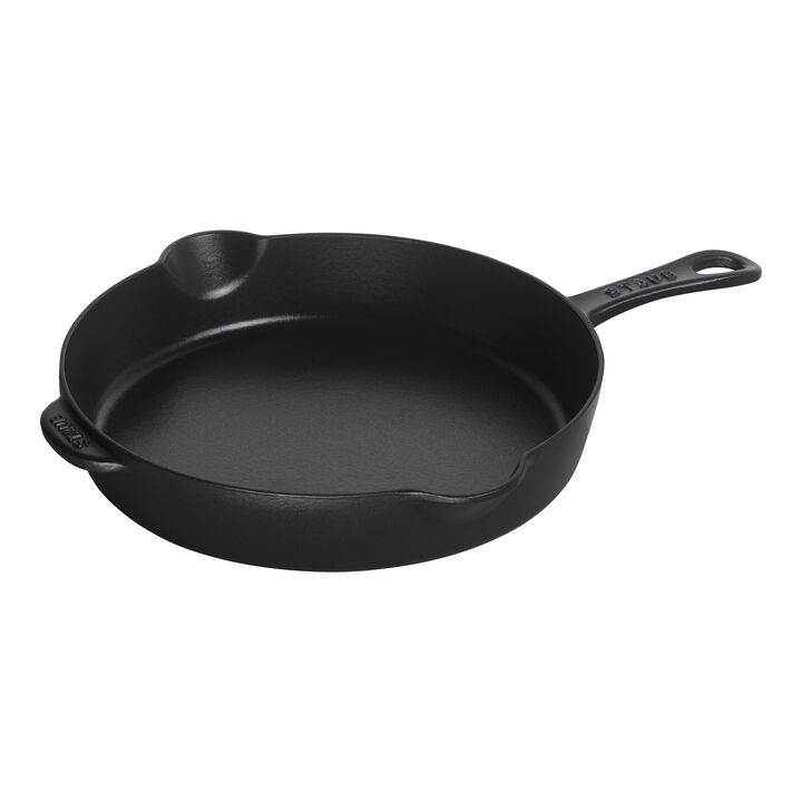 Pans, 28 cm / 11 inch cast iron Traditional Deep Frypan, black, large 1
