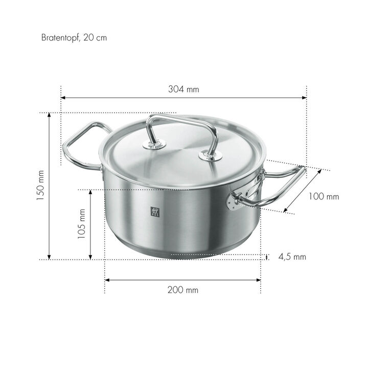 TWIN Classic, 20 cm 18/10 Stainless Steel Stew pot silver, large 4